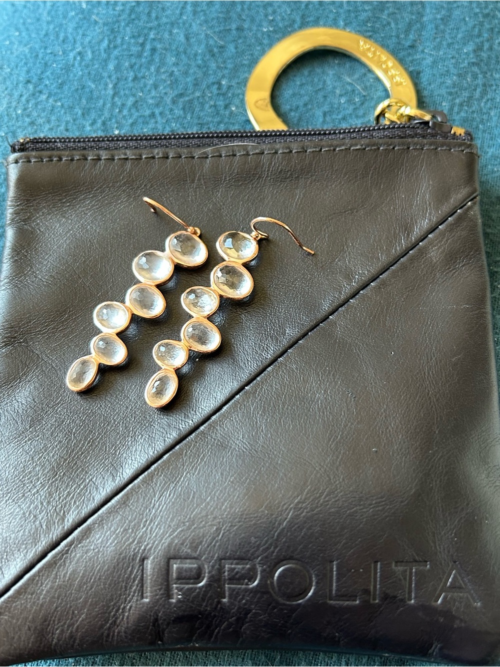 Ippolita Rose Gold Rock Candy Crystal 6 Gemstone Linear Drop Earrings